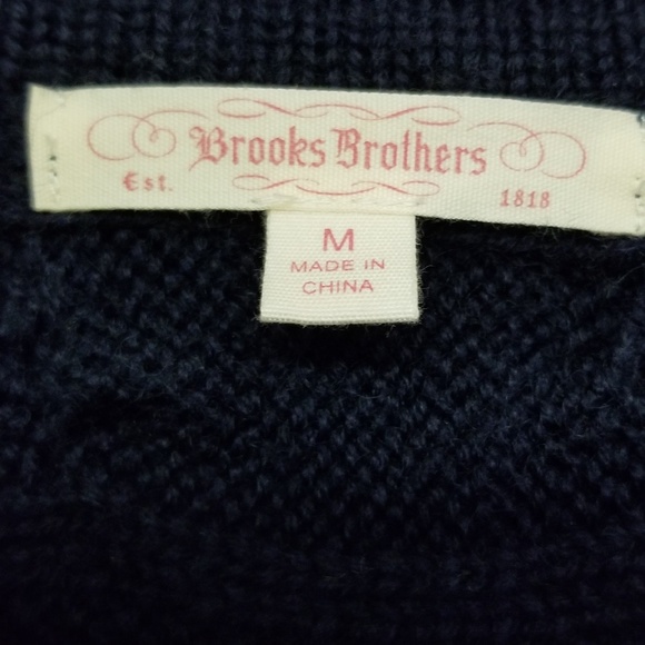 Brooks Brothers Navy Wool Cable Knit Cardigan - Picture 3 of 4